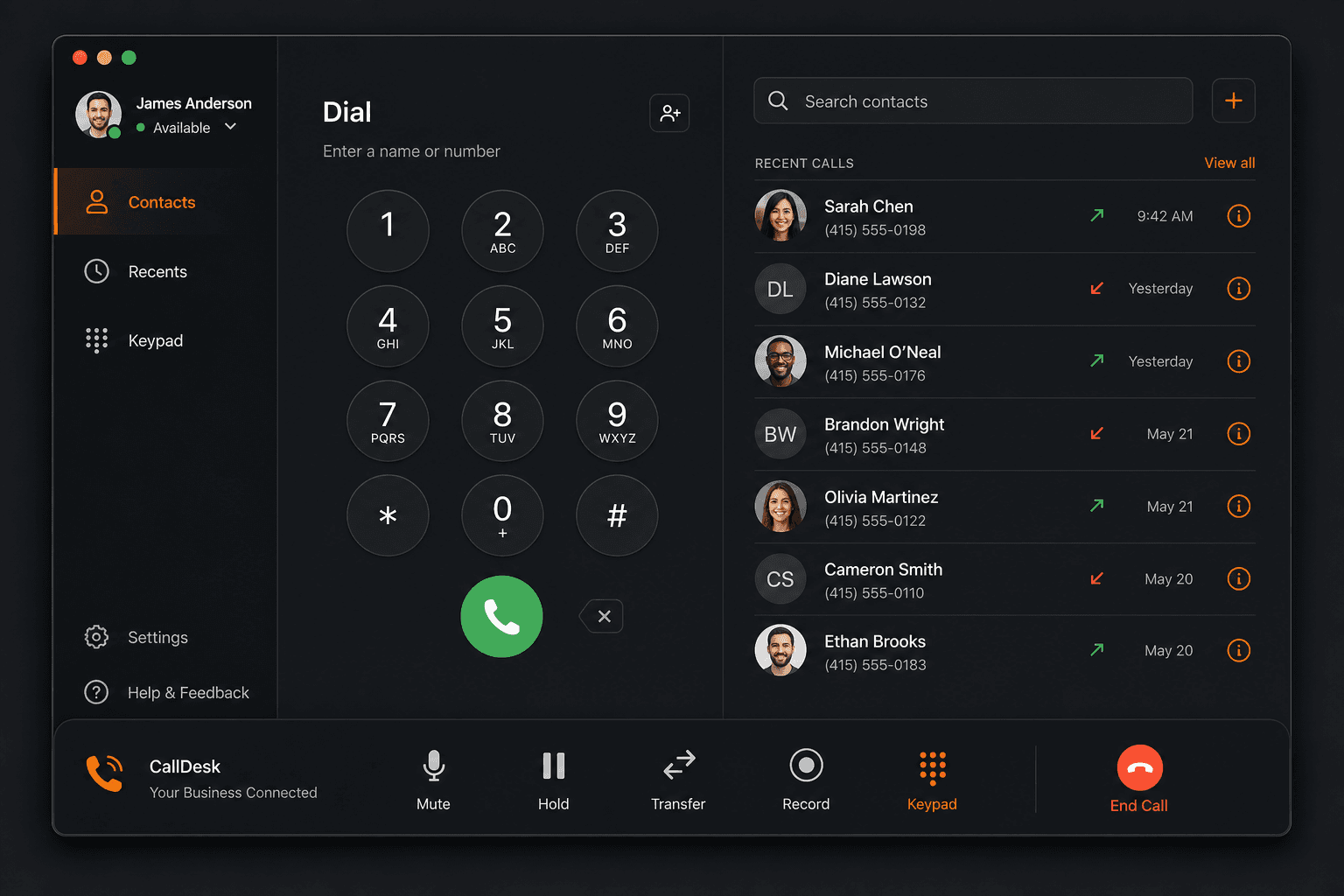 デスクトップで動作するCallDeskのElectronソフトフォンのダイヤラー